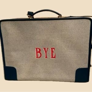 Paravel Stylish Beige and Navy Canvas Suitcase (Net - A Porter)